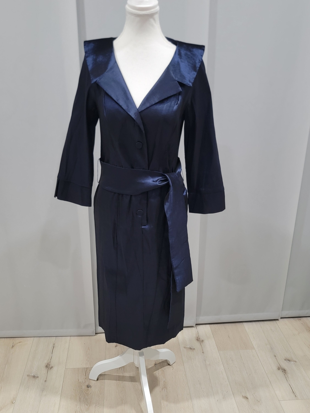 Joseph Ribkoff Midnight Navy Satin Trench Dress